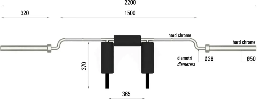 Toorx Professional SSB Safety Squat Bar - 2.8cm - 50mm