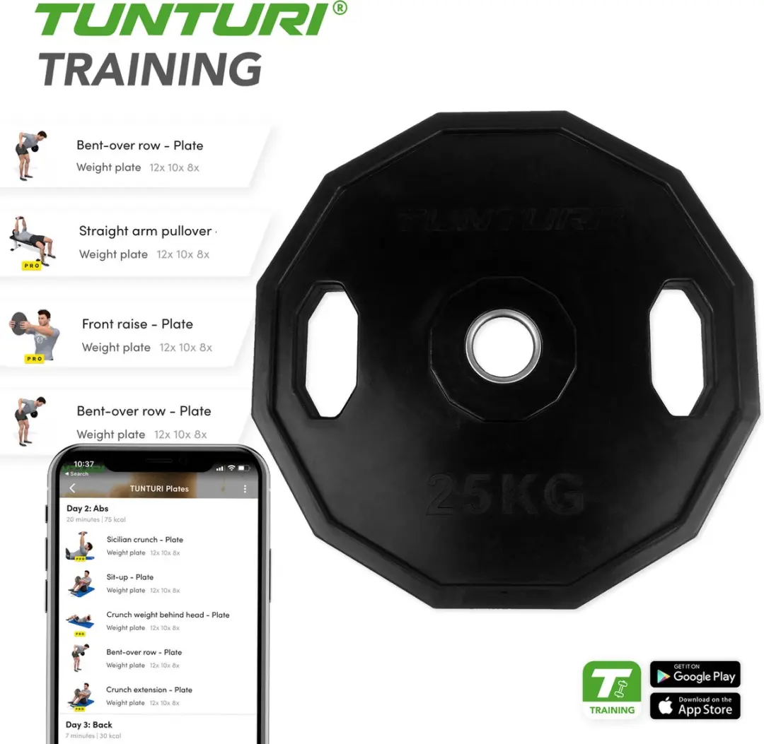 Tunturi Halterschijf 25kg - 50mm - Zwart