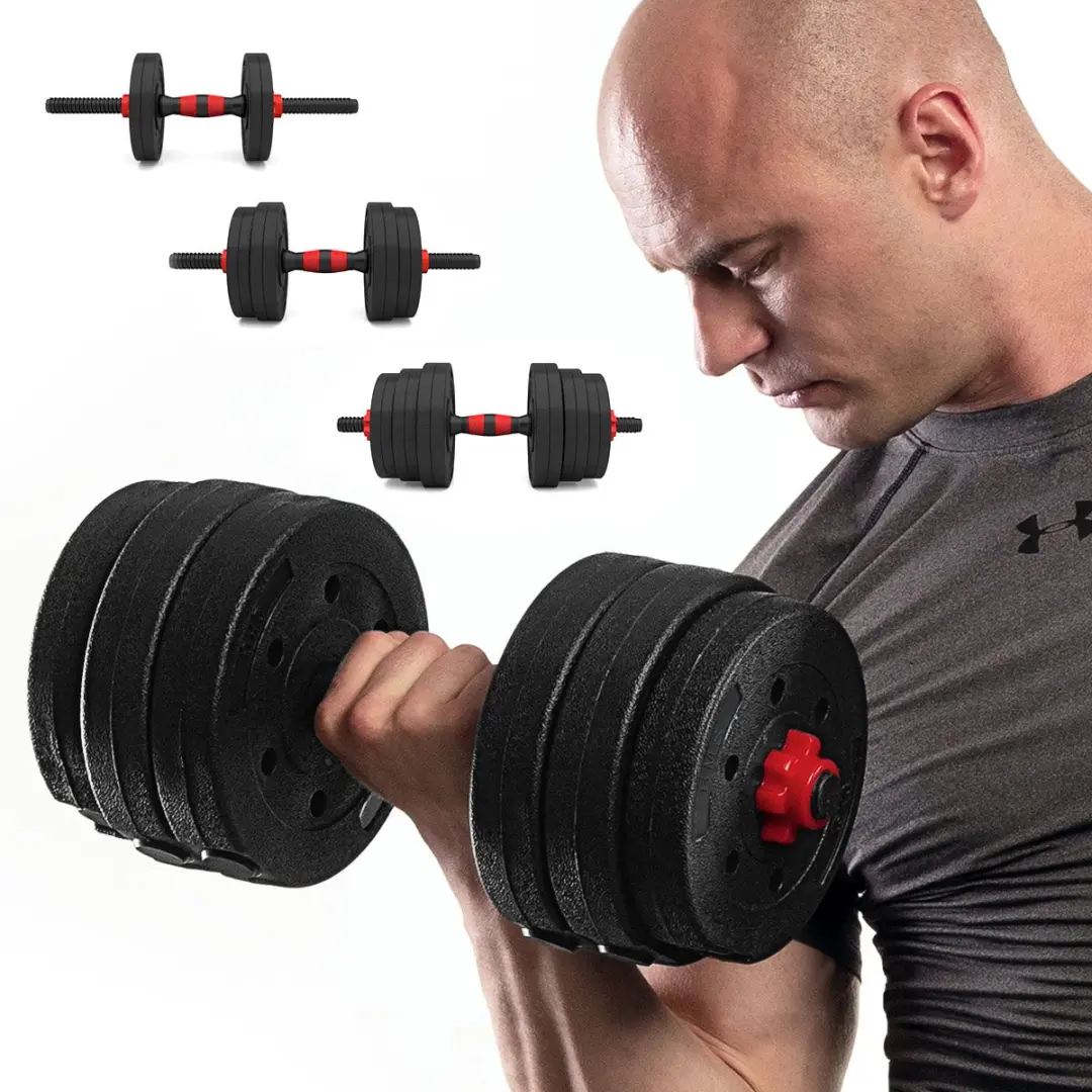 HMS Dumbbells & Halter Set 20kg - 17-delig - Zwart/Rood