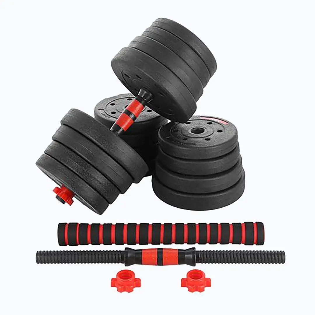 HMS Dumbbells & Halter Set 20kg - 17-delig - Zwart/Rood