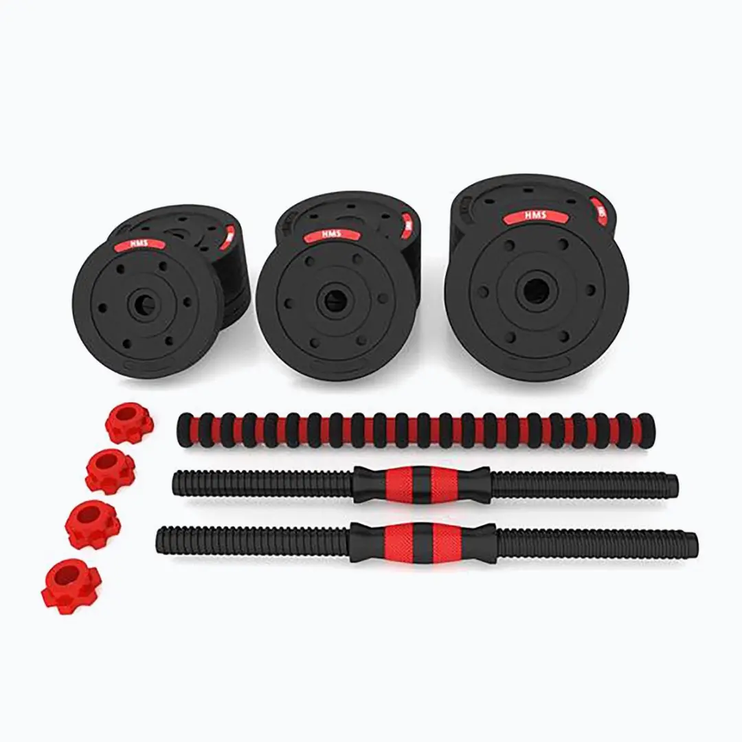 HMS Dumbbells & Halter Set 20kg - 17-delig - Zwart/Rood