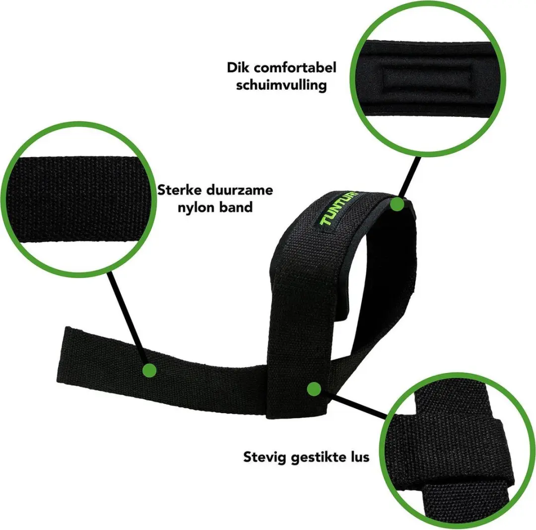 Tunturi Lifting Straps - 2 Stuks - Zwart/ Groen
