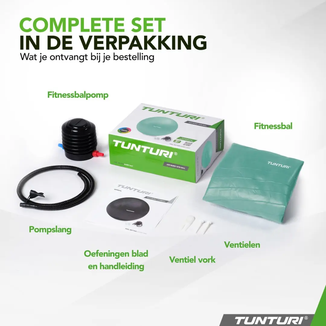 Tunturi Anti Burst Fitnessbal 65cm - 220kg - Petrol