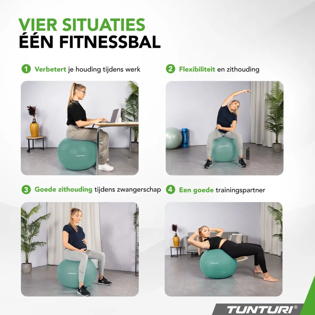 Tunturi Anti Burst Fitnessbal 65cm - 220kg - Petrol