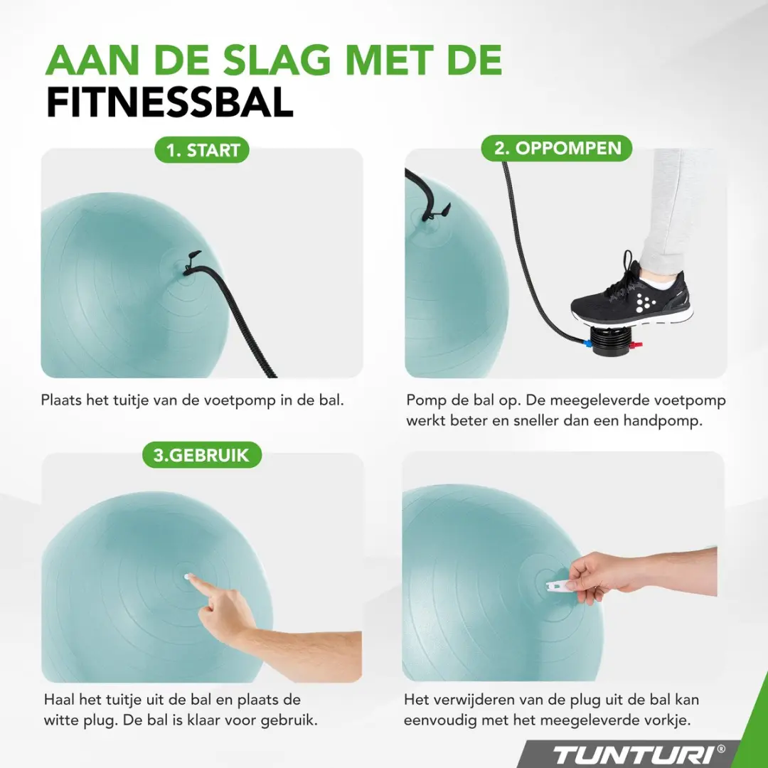 Tunturi Anti Burst Fitnessbal 65cm - 220kg - Petrol