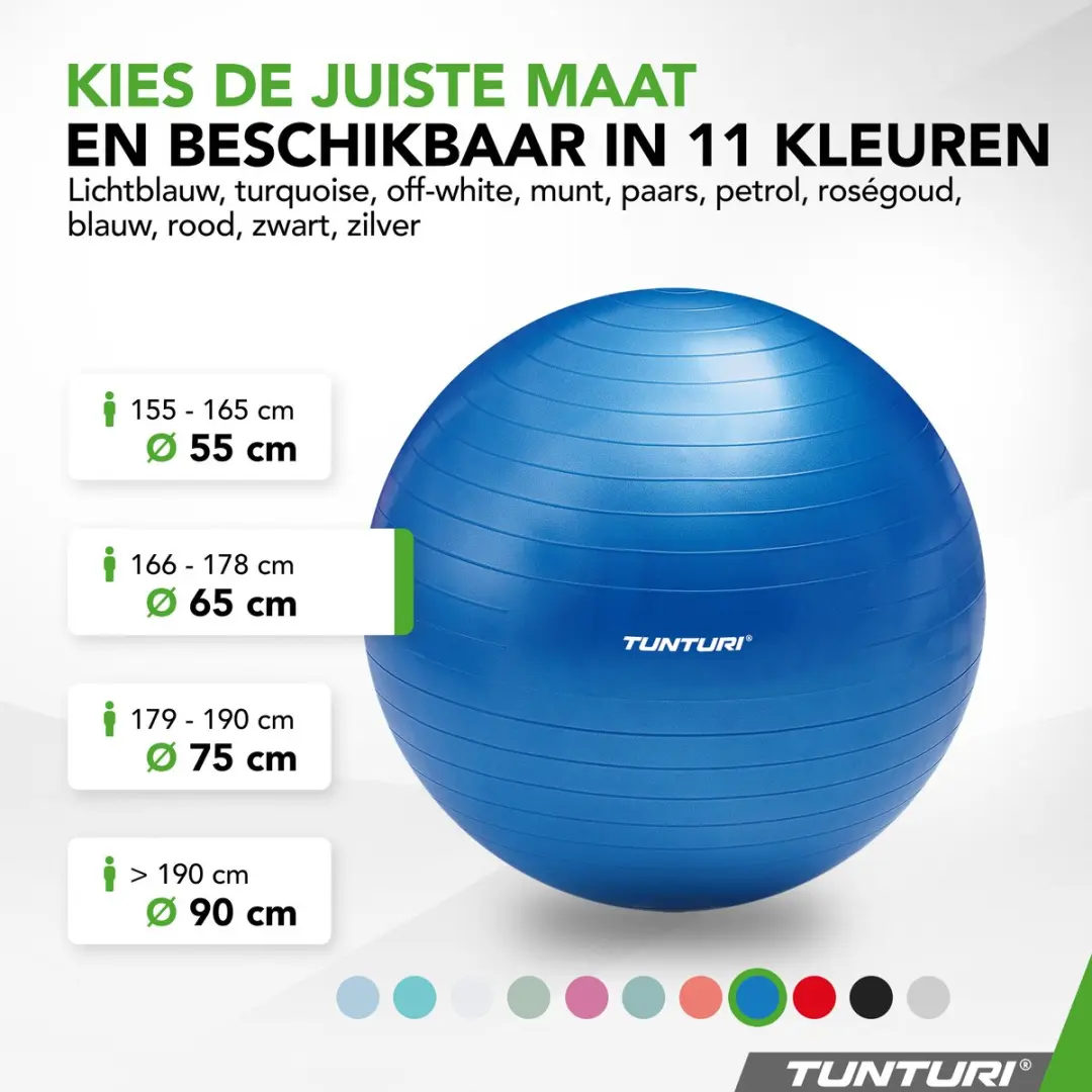 Tunturi Anti Burst Fitnessbal 65cm - Blauw