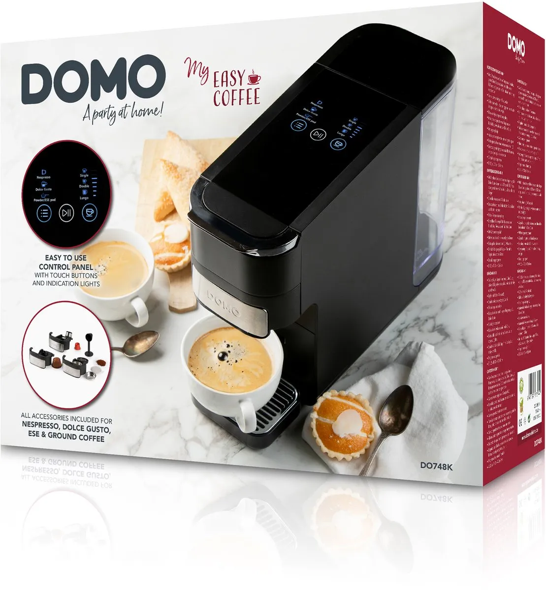 Domo DO748K 4-in-1 Koffiemachine - 1545W - Zwart