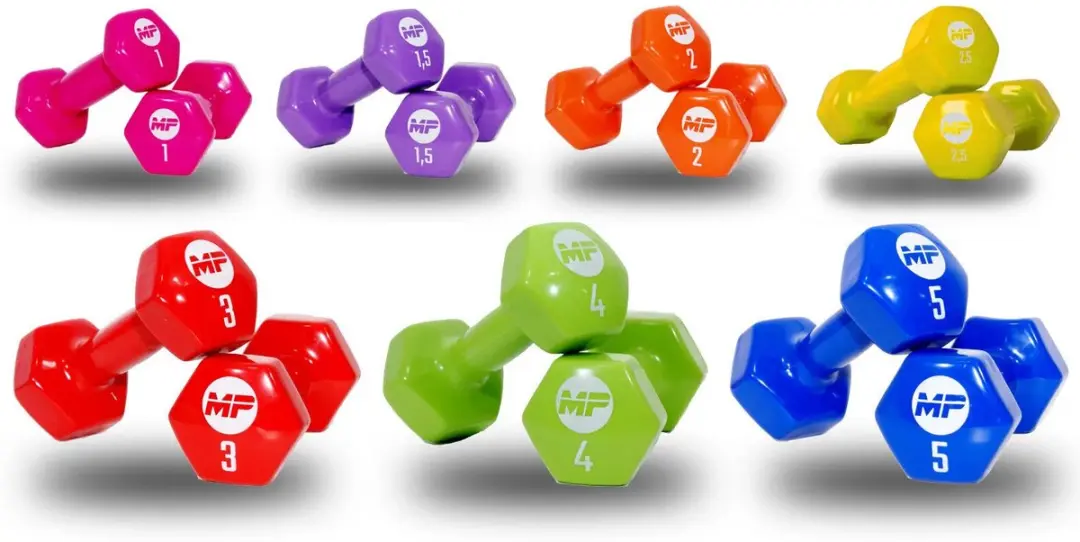 Muscle Power Vinyl Dumbbells 1,5 kg - 2 Stuks - Paars - afbeelding 4 van 5