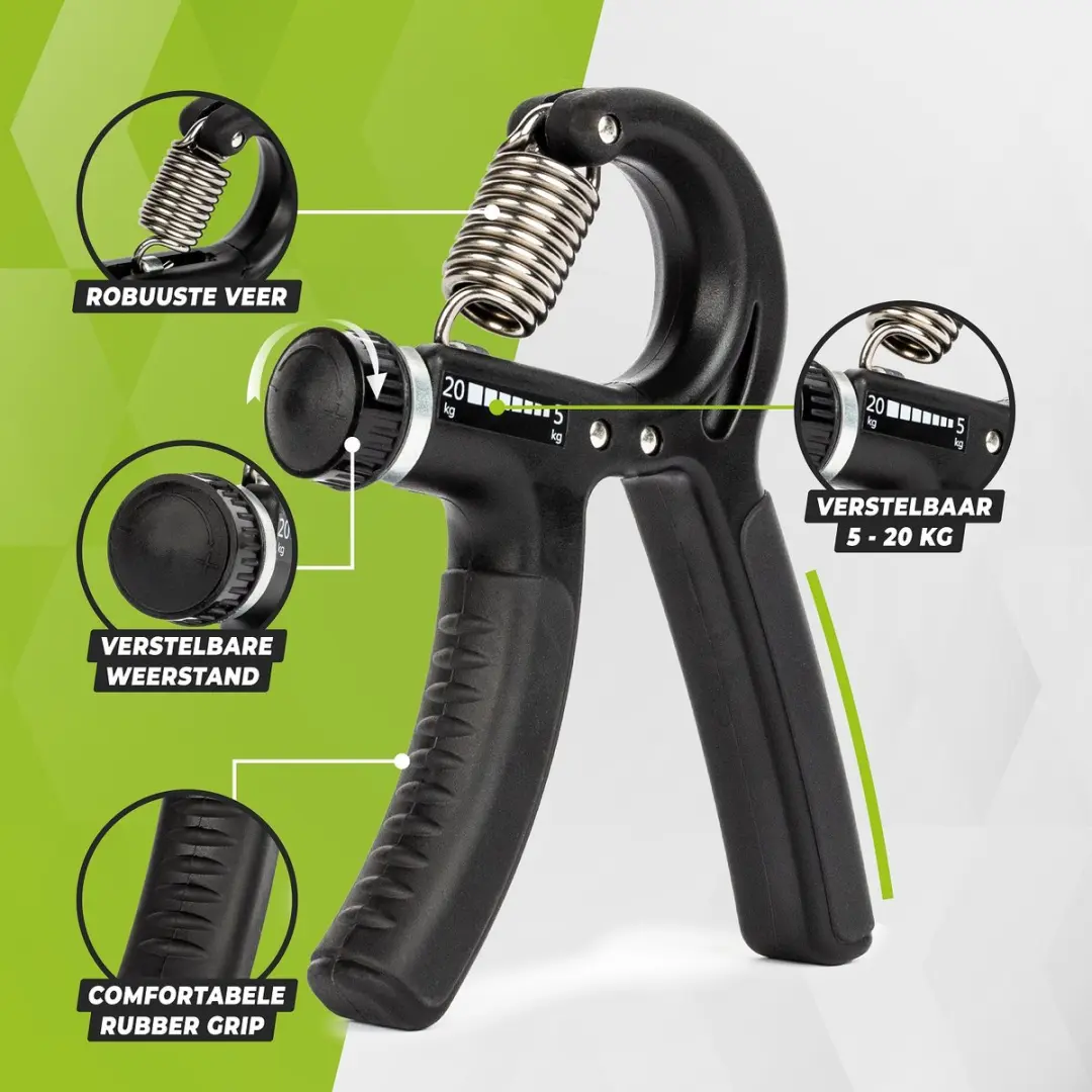 Virtufit Verstelbare Handknijper 5-20kg - Zwart - afbeelding 6 van 6