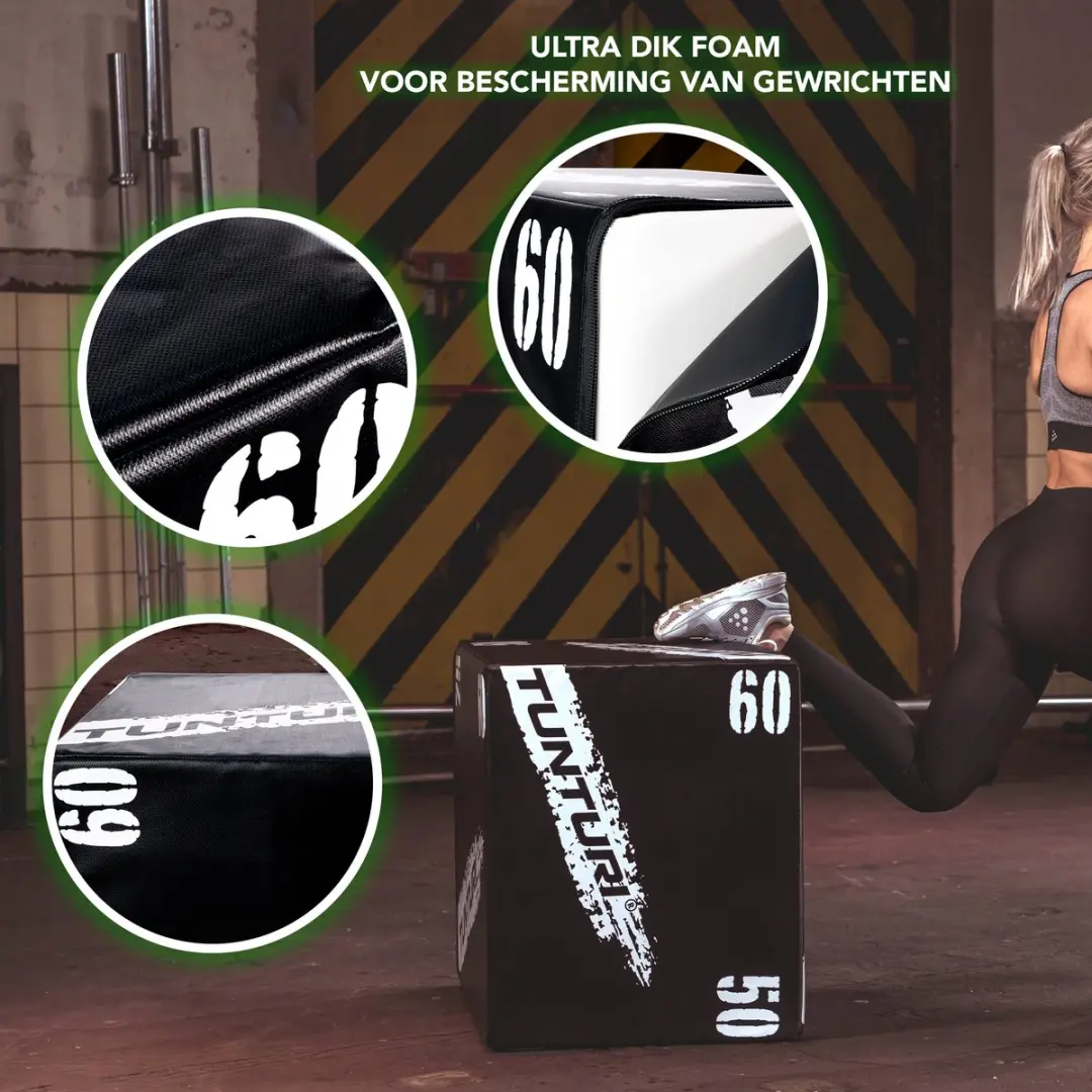 Tunturi Plyo Box 40/50/60cm - Houten Jumpbox - Zwart/Wit - afbeelding 6 van 6