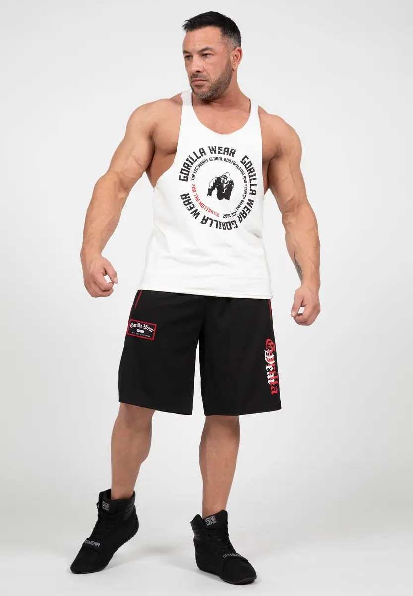 Gorilla Wear Marlow Mesh Shorts Trainingsbroek 2XL/3XL - Zwart/Rood - afbeelding 6 van 6