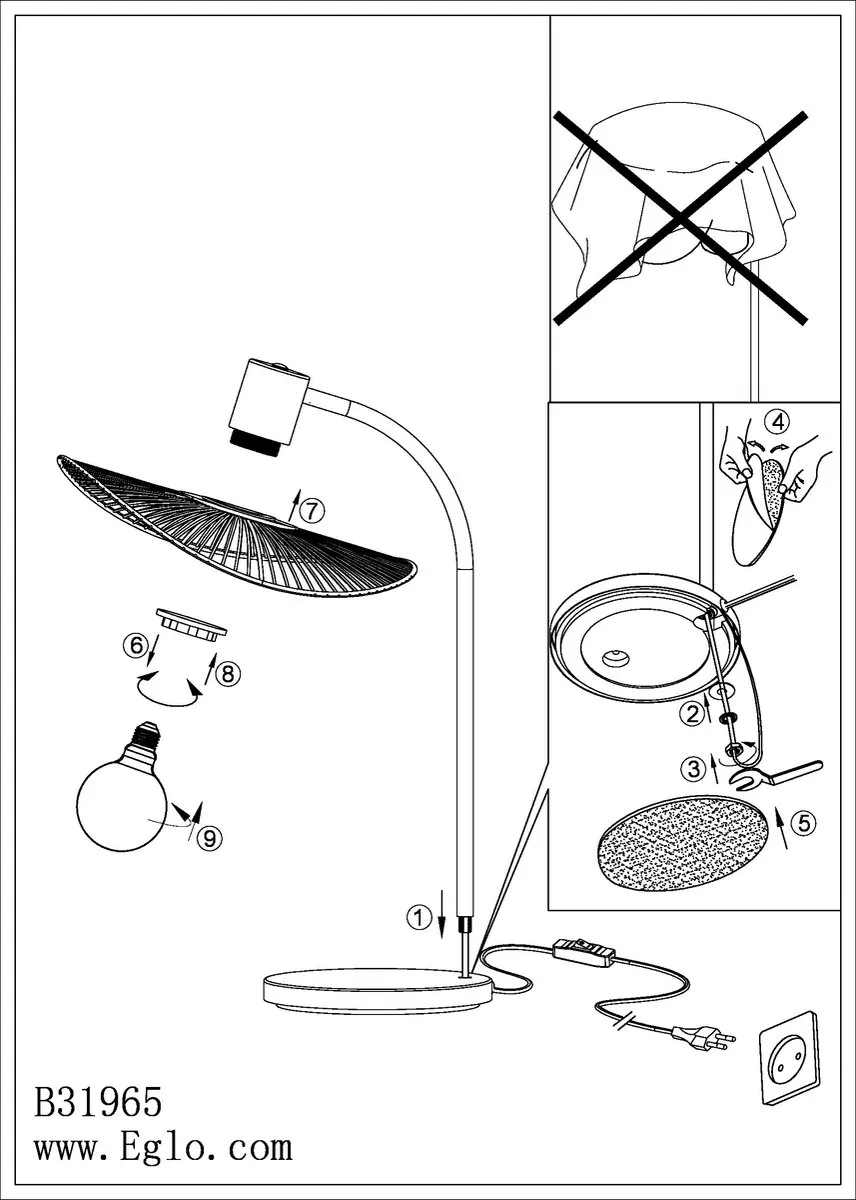 Eglo Siruela Tafellamp E27 - 46,5 cm - Bruin/Zwart
