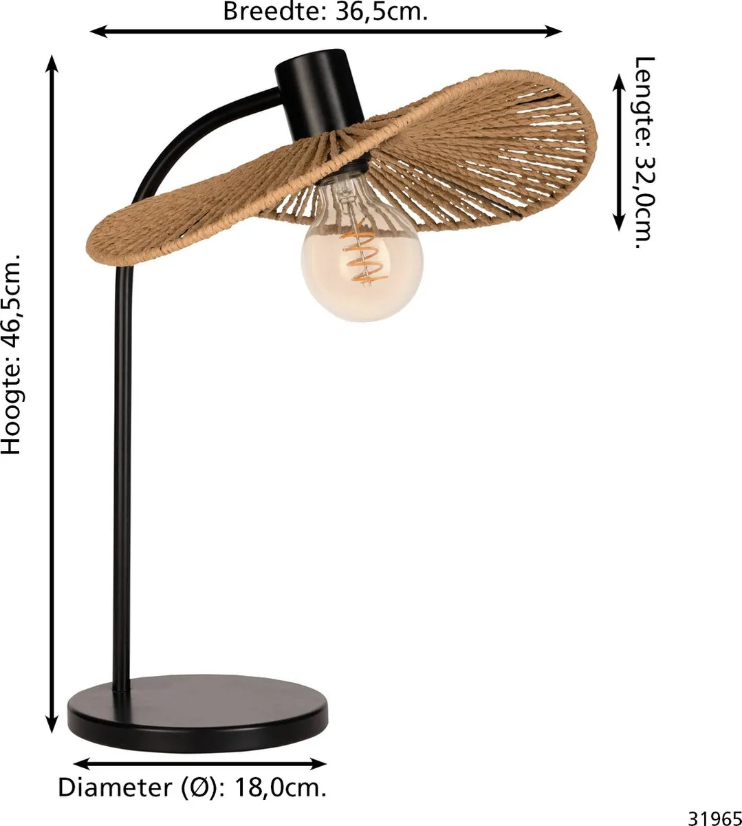 Eglo Siruela Tafellamp E27 - 46,5 cm - Bruin/Zwart - afbeelding 6 van 6