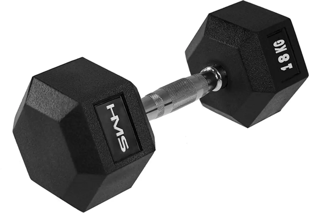 HMS Hex Pro Rubber Dumbbell 18kg - Zwart