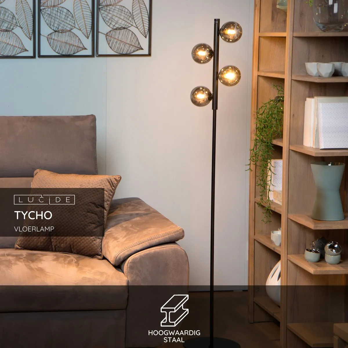 Lucide Tycho Vloerlamp 4xG9 - Zwart
