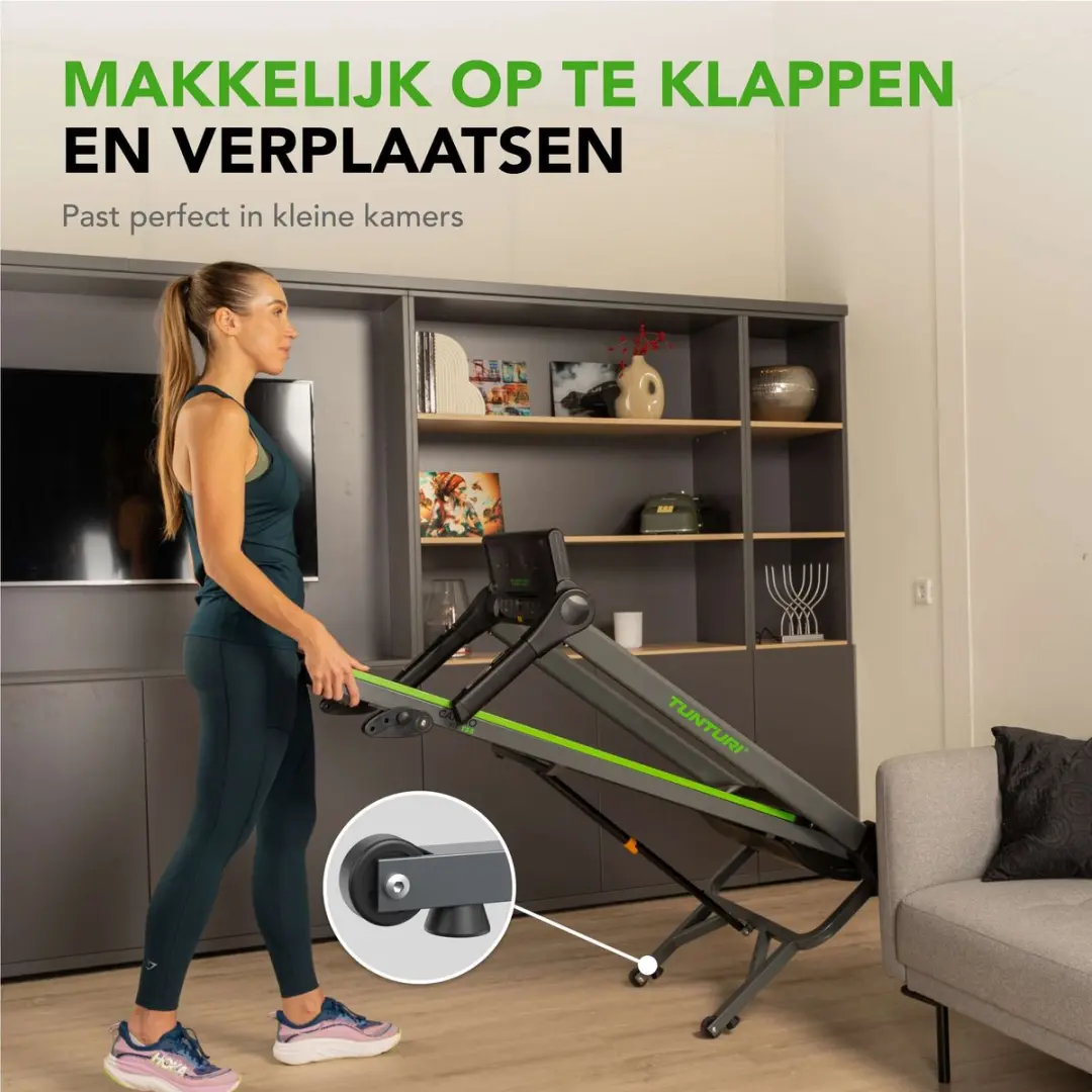Tunturi Cardio Fit T25 Loopband - 19 Programma's - 0,8-14 km/u - Zwart - afbeelding 6 van 6