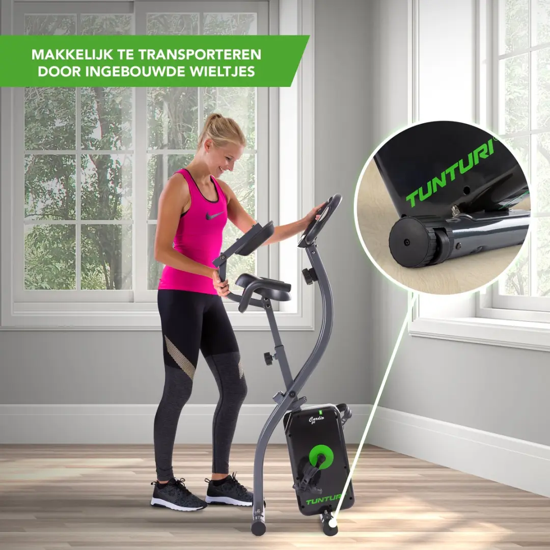 Tunturi Cardio Fit B25 X Bike Hometrainer - 8 Niveaus - Zwart/Groen/Grijs
