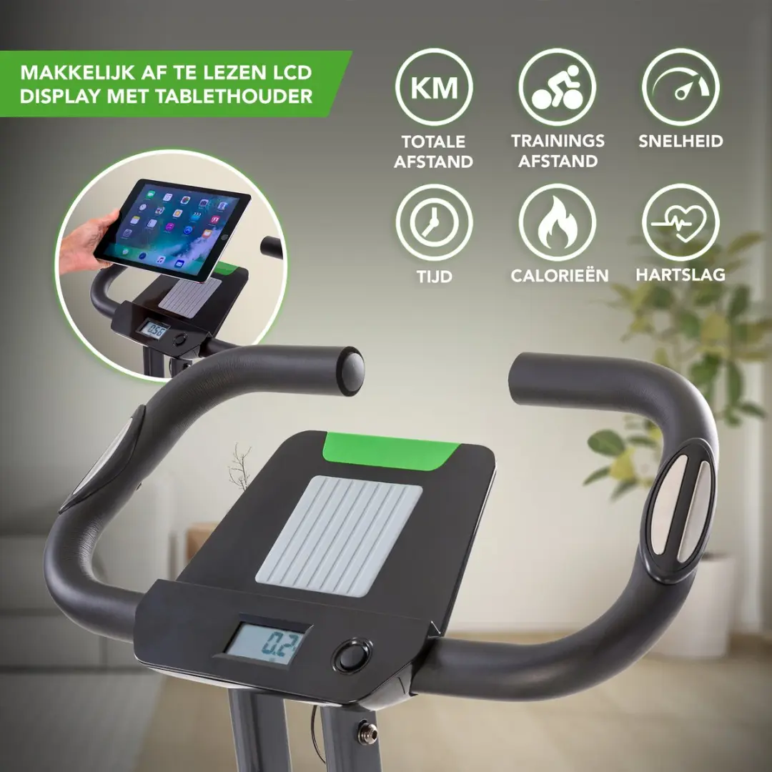 Tunturi Cardio Fit B25 X Bike Hometrainer - 8 Niveaus - Zwart/Groen/Grijs