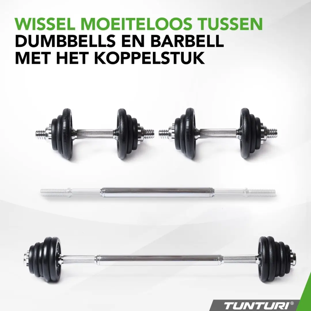 Tunturi Halterset 20kg - Gietijzer - 30mm Schroefsluiting