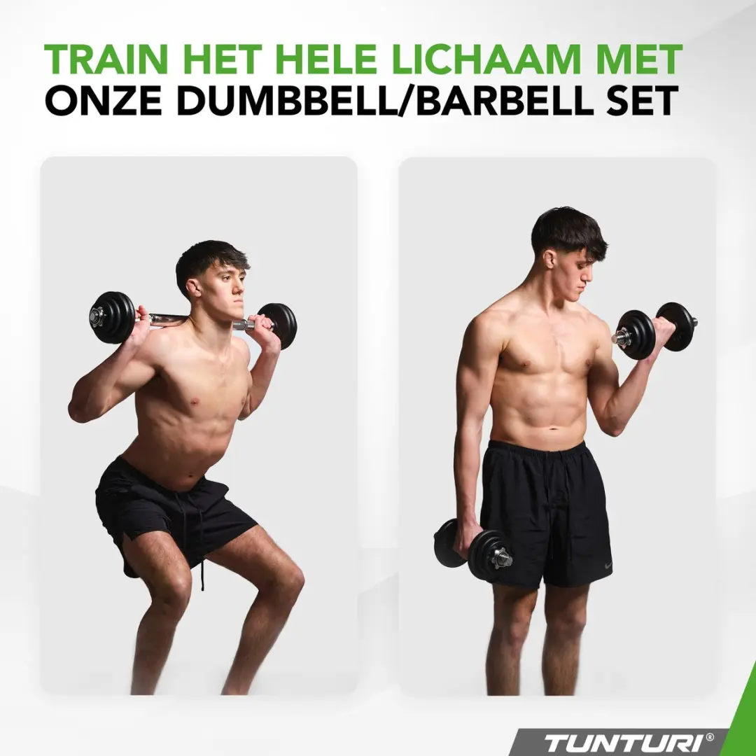 Tunturi Halterset 20kg - Gietijzer - 30mm Schroefsluiting
