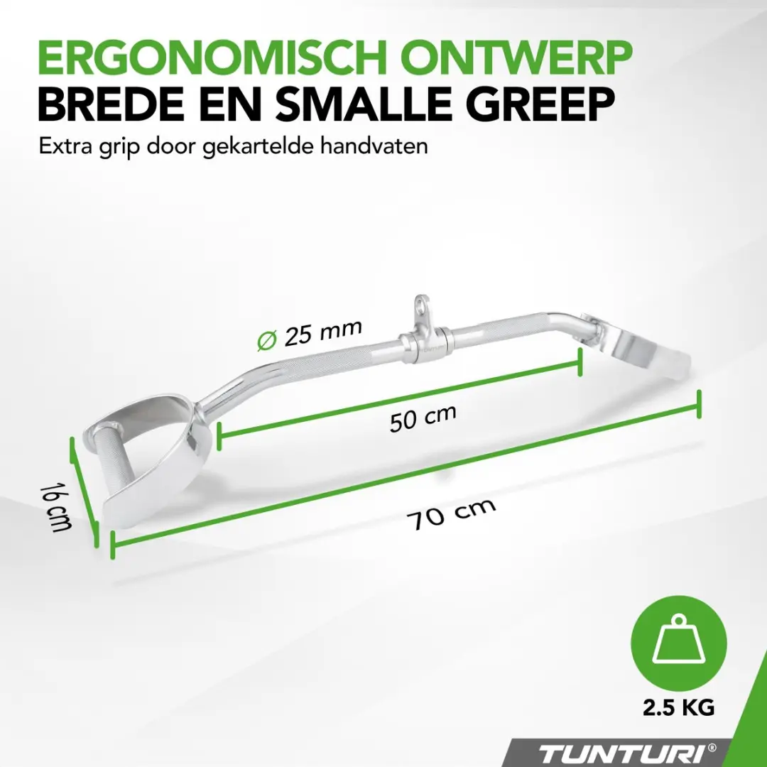 Tunturi Lat Pulldown Bar - Multigrip 70cm - Zilver