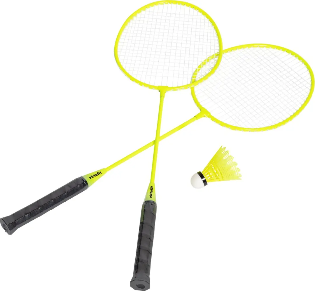 Virtufit Badminton Set Geel - 2 Rackets, 3 Shuttles - Inclusief tas
