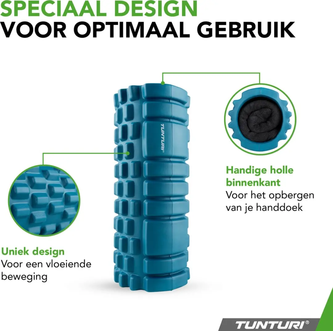 Tunturi Yoga Grid Foam Roller 33cm - Petrolblauw