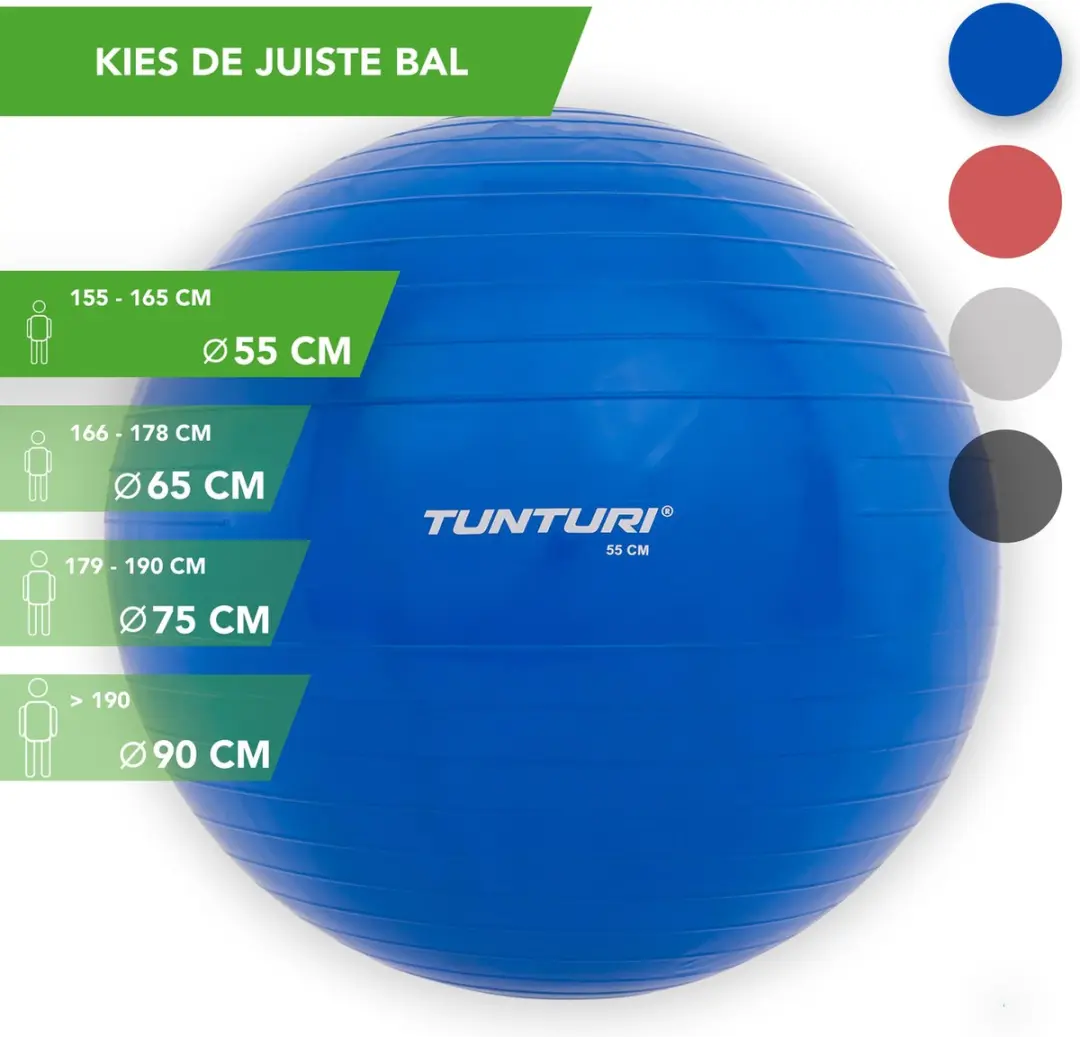 Tunturi Anti Burst Fitnessbal 55cm - 220kg - Blauw