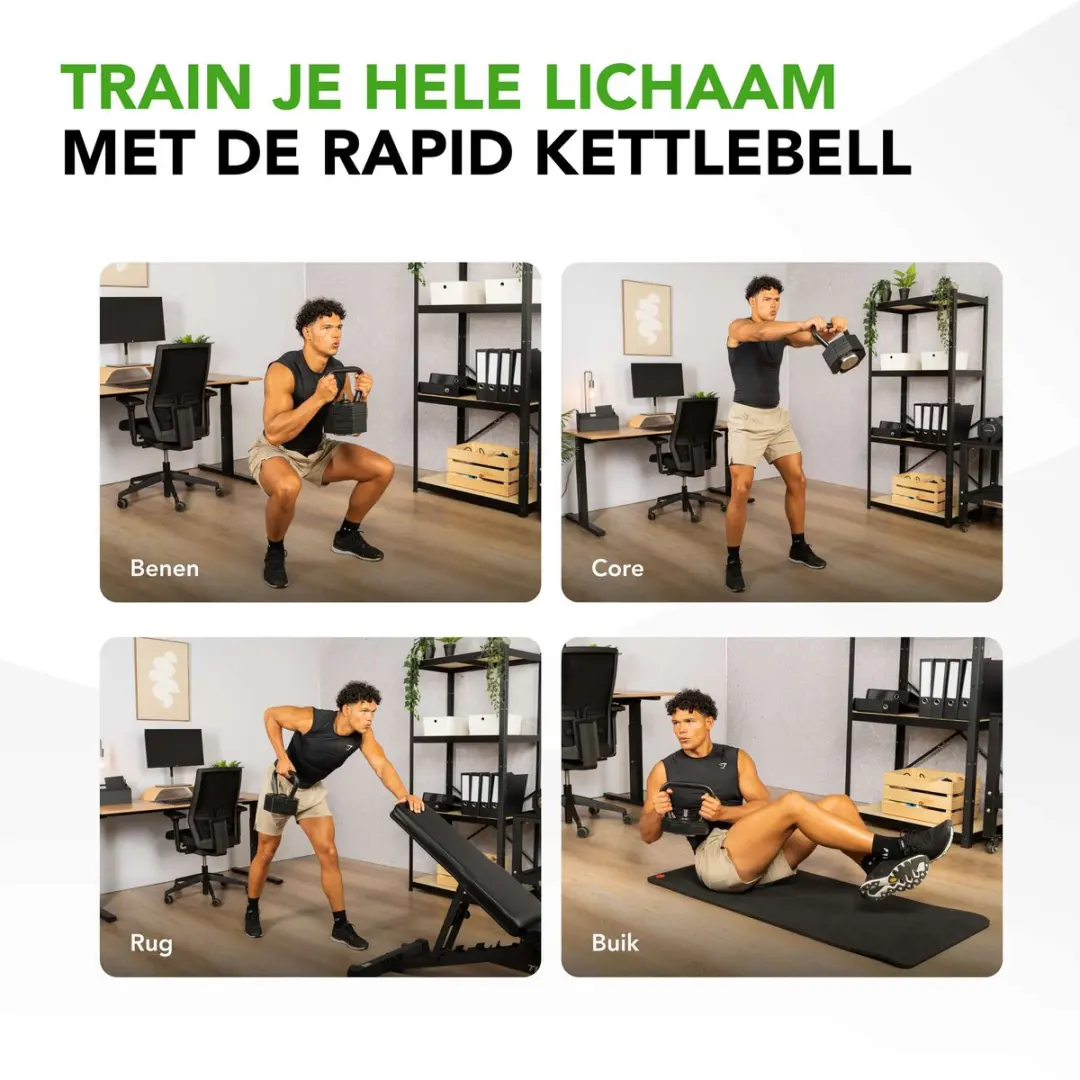 Tunturi Rapid Verstelbare Kettlebell 2,5-3,5kg - Zwart