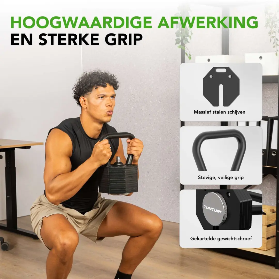 Tunturi Rapid Verstelbare Kettlebell 2,5-3,5kg - Zwart