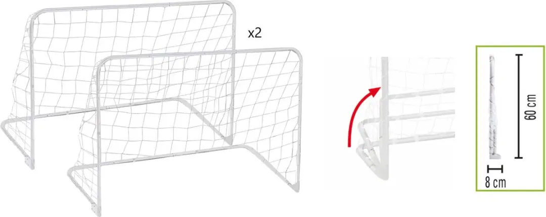 Garlando Train & Score Voetbaldoeltjes 90x60x50cm - 2 Stuks - Wit/Grijs