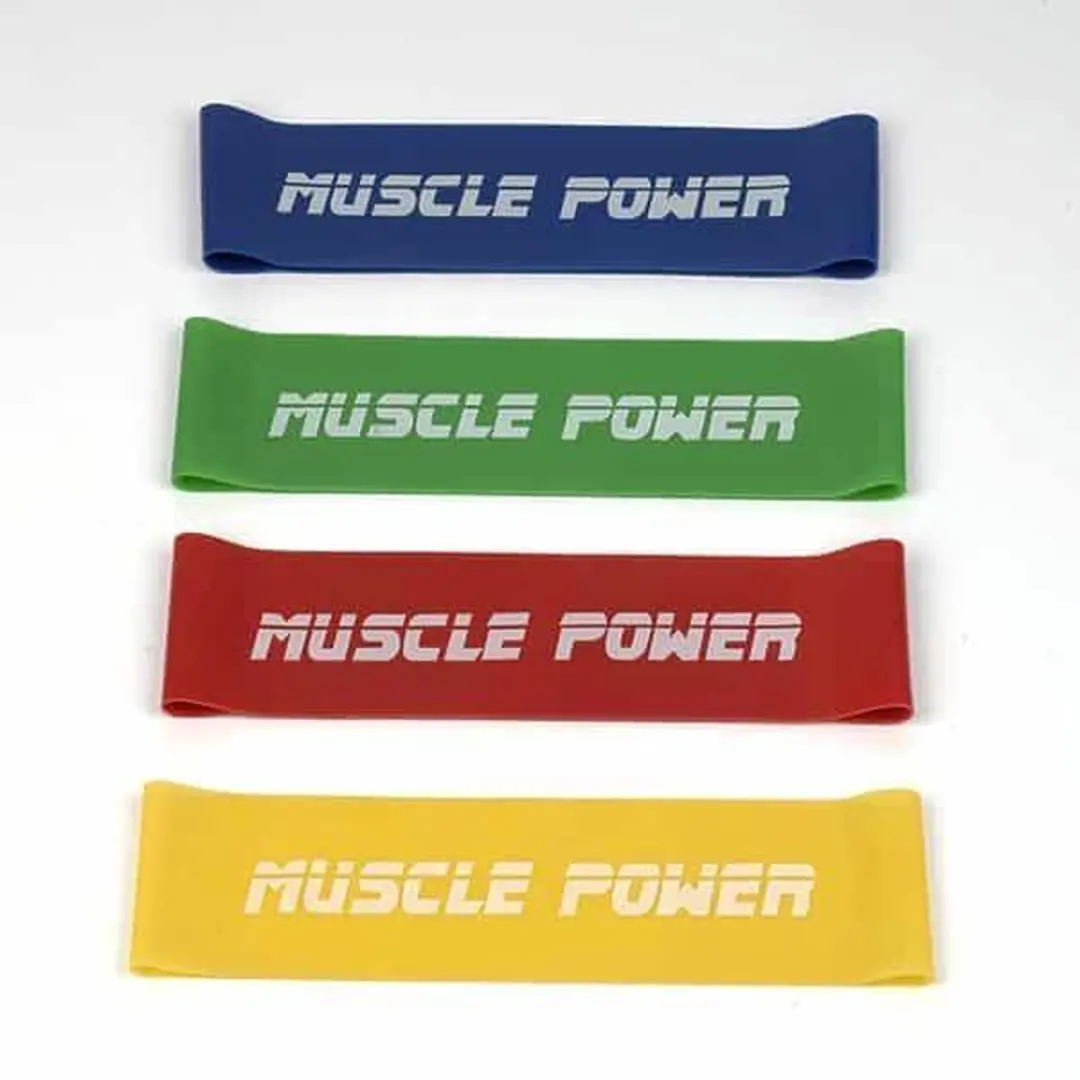 Muscle Power Mini Bands Set - Weerstandbanden - 5 Stuks - Rood/Blauw/Geel/ Groen - afbeelding 6 van 6