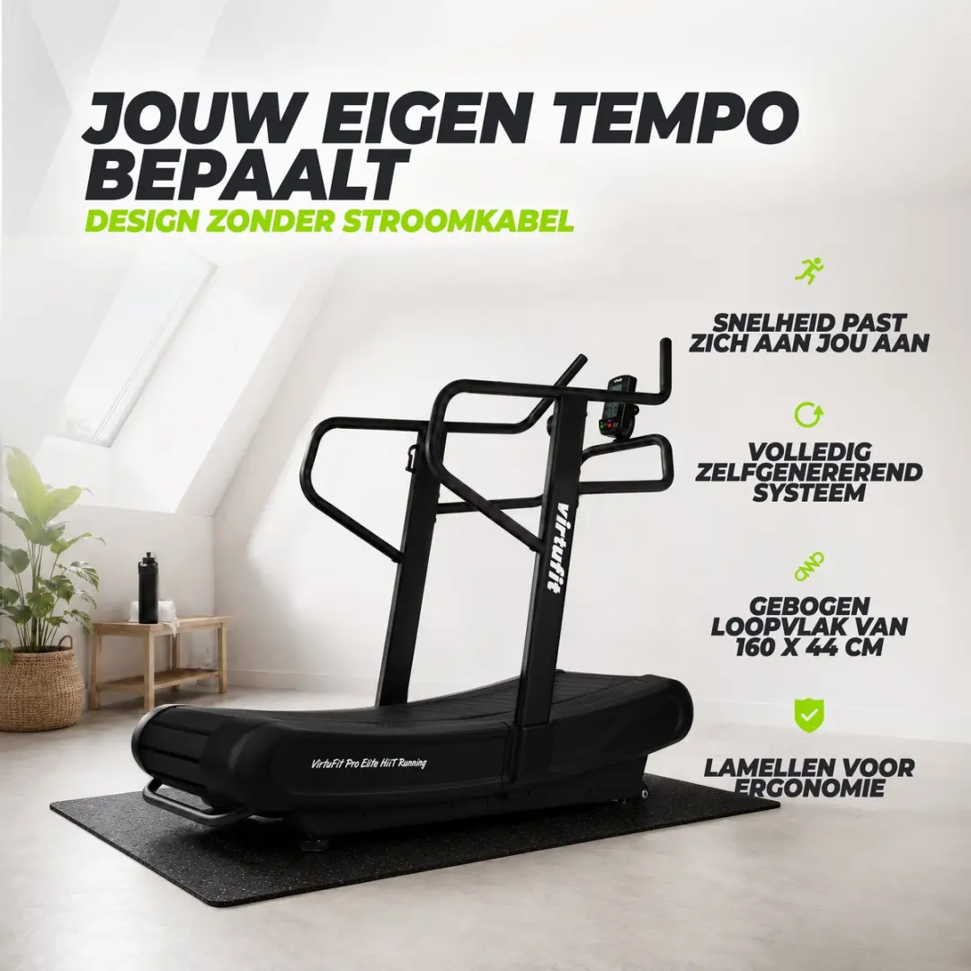 VirtuFit Pro Elite HiiT Loopband - Air Runner - 160x44cm - 160kg - Grijs/Zwart