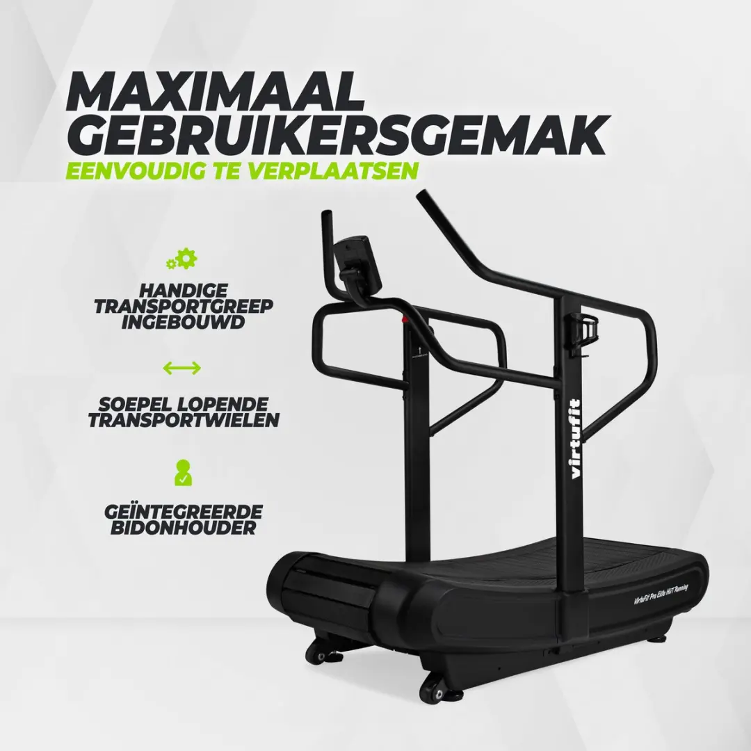 VirtuFit Pro Elite HiiT Loopband - Air Runner - 160x44cm - 160kg - Grijs/Zwart