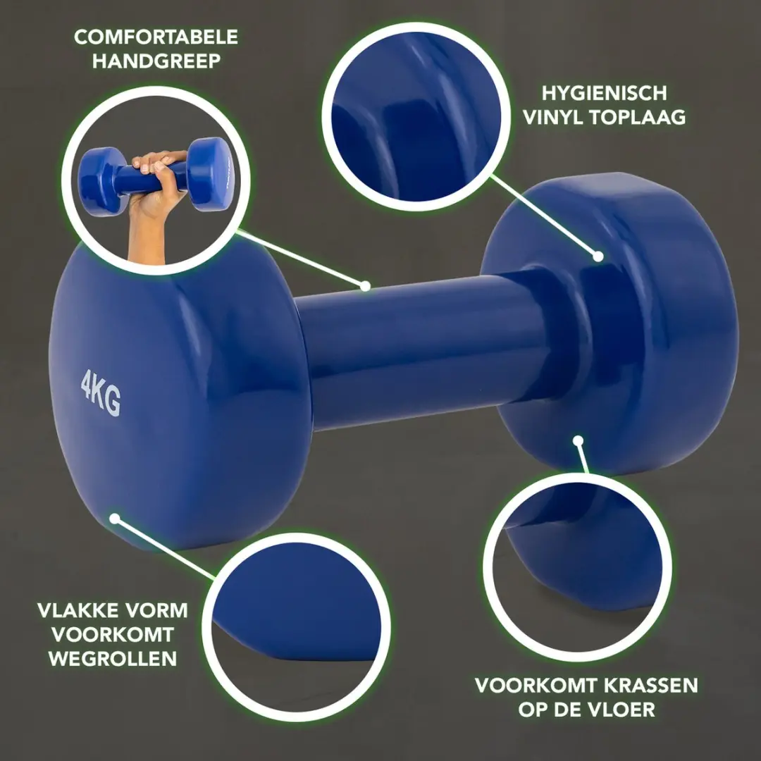 Tunturi Dumbbellset 2x4kg - Blauw
