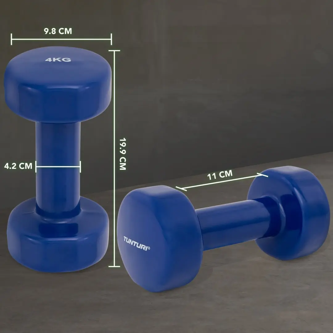 Tunturi Dumbbellset 2x4kg - Blauw