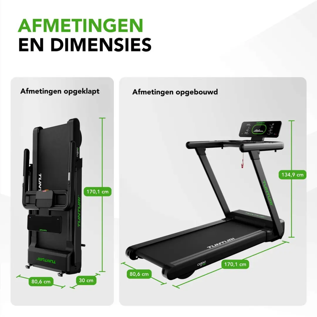 Tunturi Cardio Fit T60 Loopband - 44 Programma's - 0,8-18 km/u - Zwart