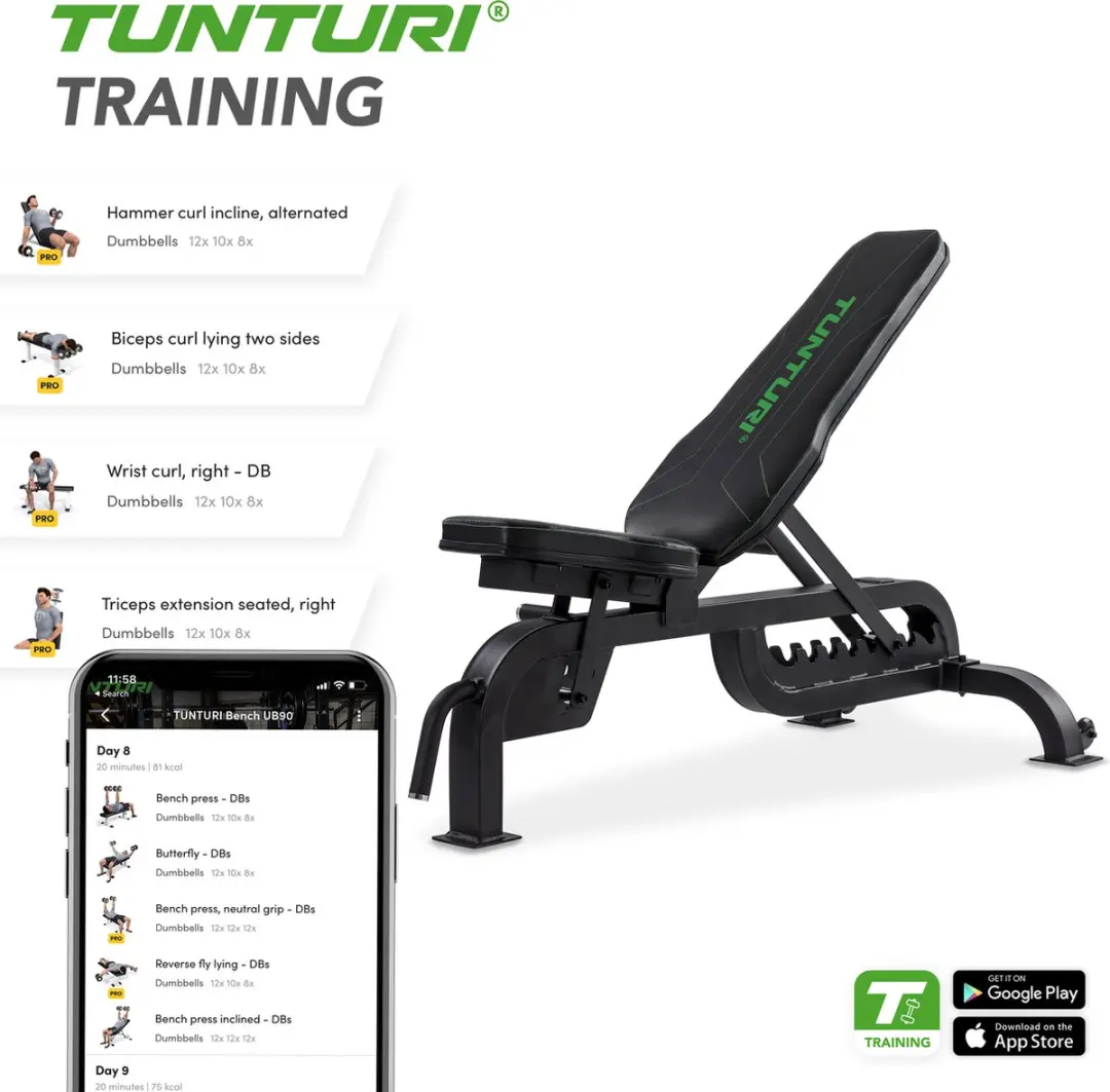 Tunturi UB90 Pro Utility Halterbank - Verstelbaar - Zwart