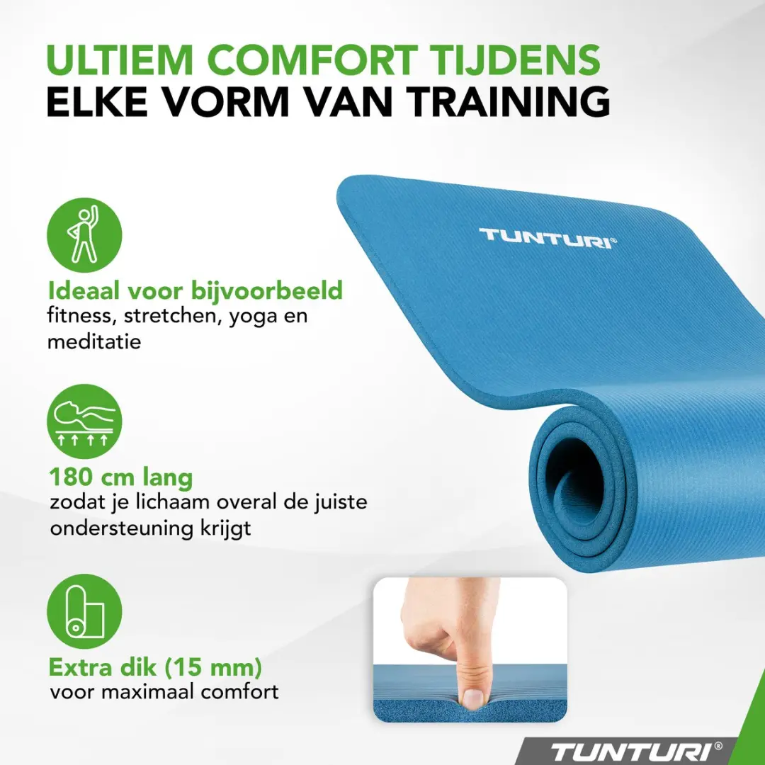 Tunturi NBR Yogamat 180x60x1,5cm - Petrol Blauw
