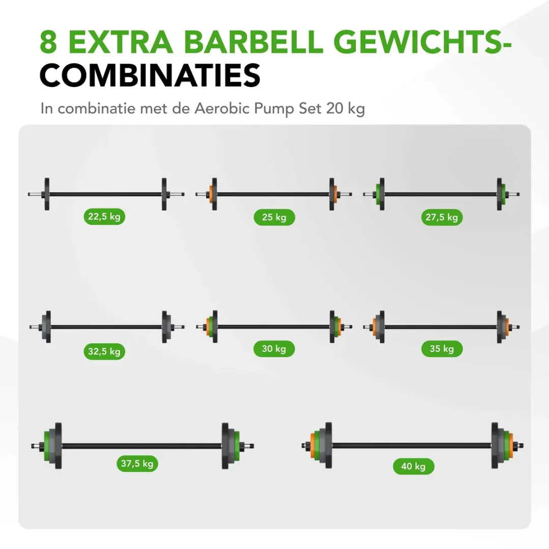 Tunturi Aerobic Pump Gewichtenset Uitbreiding 2x10kg - Zwart