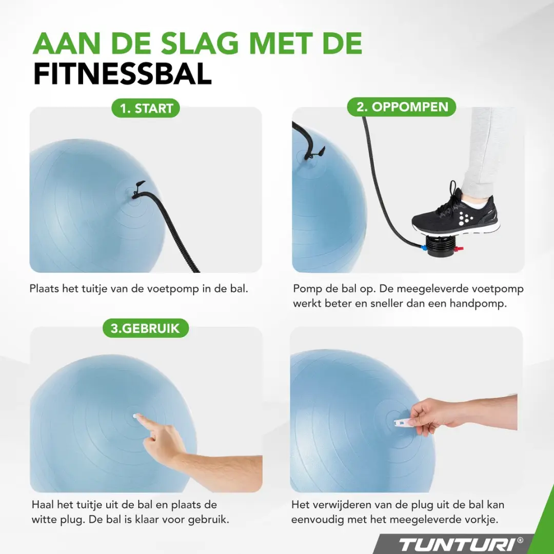 Tunturi Anti Burst Fitnessbal 75cm - Lichtblauw