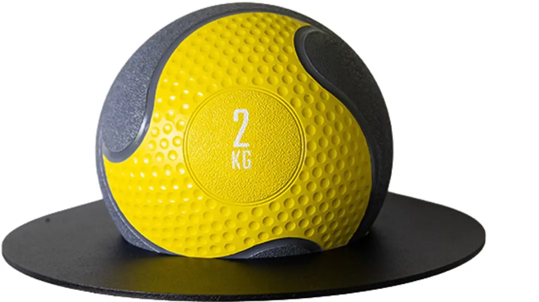Muscle Power Rubber Medicijnbal 2 kg - Grijs/Geel - afbeelding 6 van 6