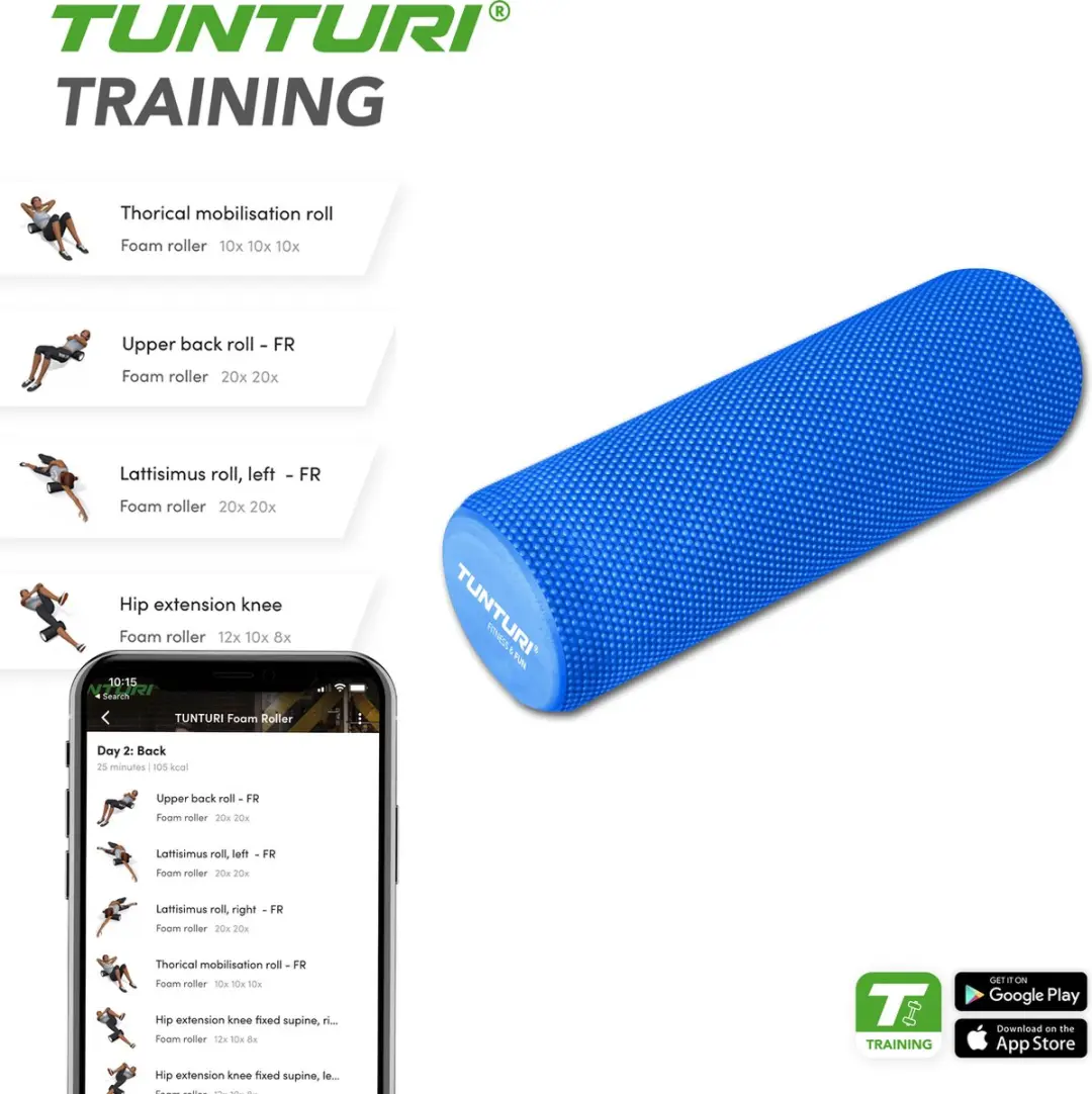 Tunturi Yoga Foam Roller 40cm - Blauw