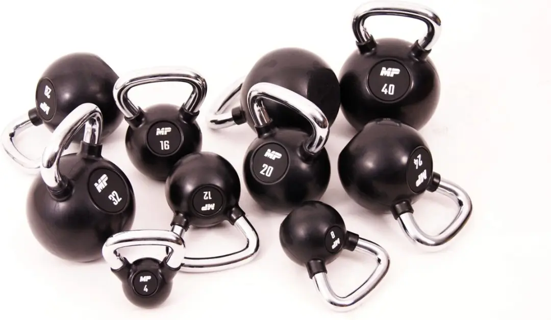 Muscle Power Rubberen Kettlebell 4 kg - Zwart