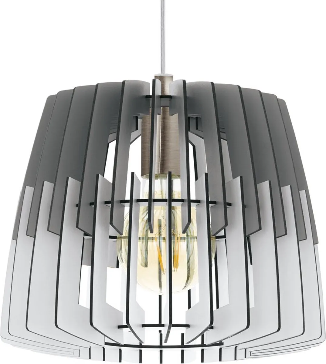 Eglo Artana Hanglamp E27 - Staal/Hout - Wit:Grijs