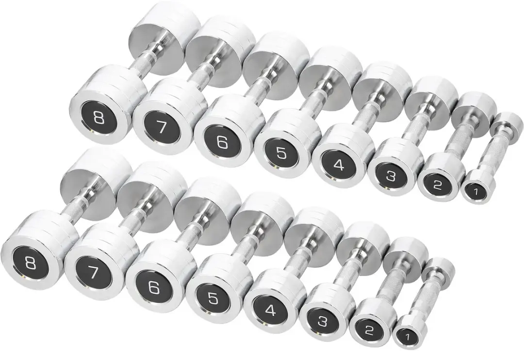 HMS CHD Serie STR36 Halterset 1-8kg - 16 Stuks Verchroomd Staal