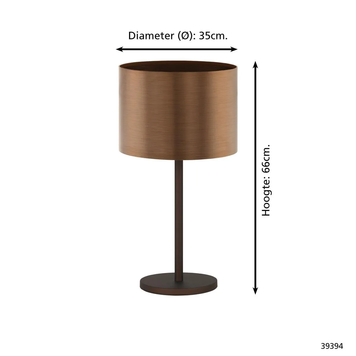 Eglo Saganto 1 Tafellamp - Ø35cm - E27 - Bruin/Koper
