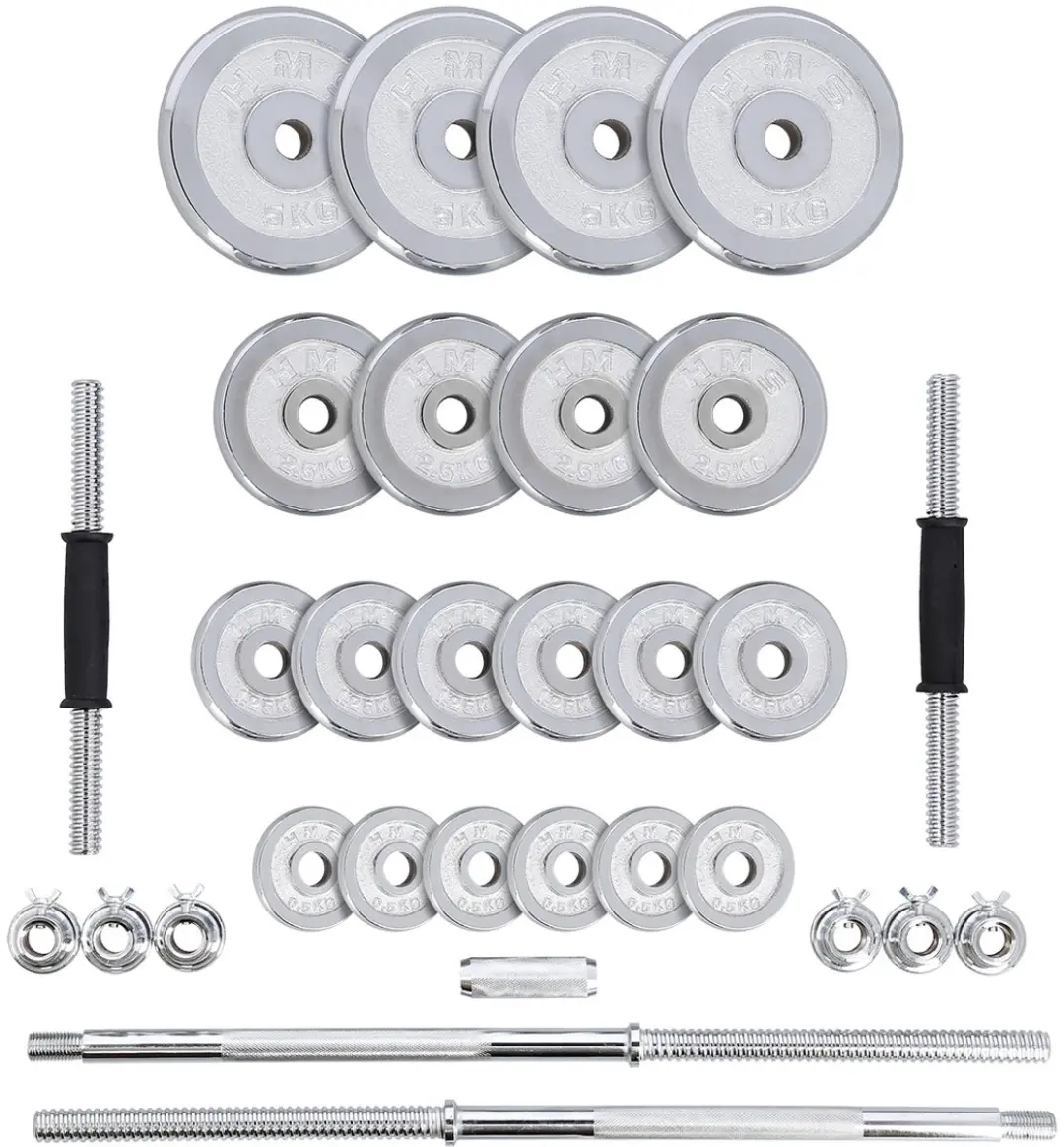 HMS Verstelbare Halter & Dumbbell Set 50kg - 32-delig - Zwart/Zilver