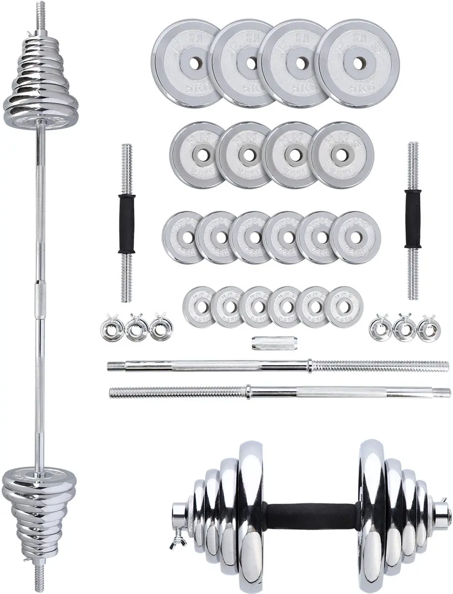 HMS Verstelbare Halter & Dumbbell Set 50kg - 32-delig - Zwart/Zilver