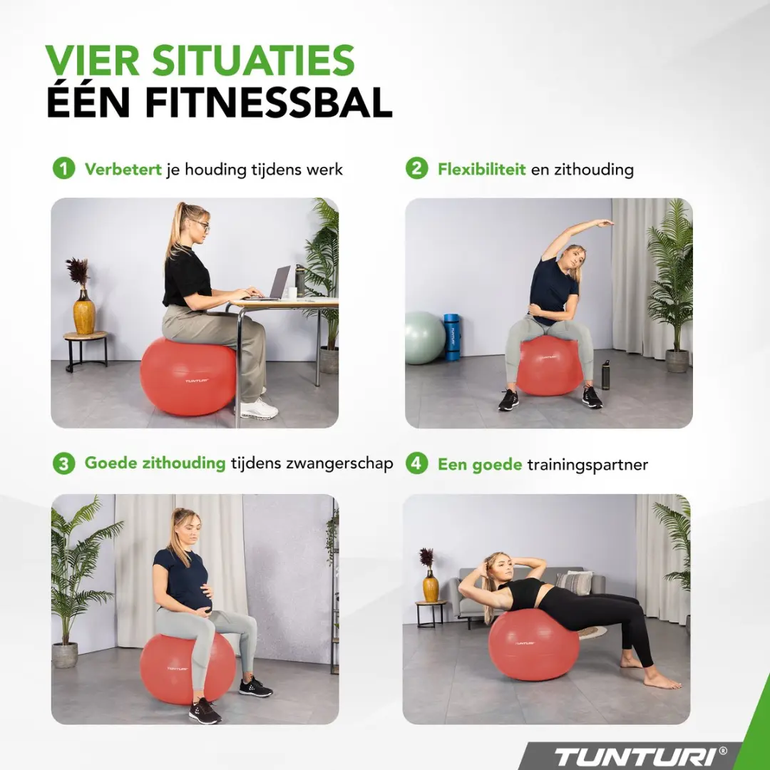 Tunturi Anti Burst Fitnessbal 75cm - 220kg - Rose Goud